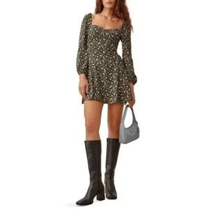 NWT Reformation Mochi Long Sleeve Floral Mini Dress Size 8 Esprirt